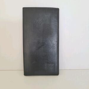 Givenchy Vintage Wallet Black Bifold Logo Large Checkbook Unisex Slim Leather